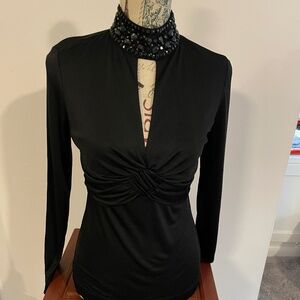 RED VALENTINO - Blouse with Beading and Keyhole